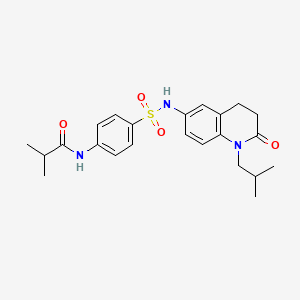 molecular formula C23H29N3O4S B2493423 N-(4-(N-(1-isobutyl-2-oxo-1,2,3,4-tetrahydroquinolin-6-yl)sulfamoyl)phenyl)isobutyramide CAS No. 941955-64-2