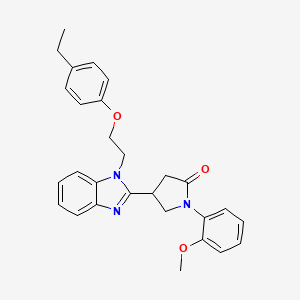 molecular formula C28H29N3O3 B2493430 4-{1-[2-(4-ethylphenoxy)ethyl]-1H-benzimidazol-2-yl}-1-(2-methoxyphenyl)pyrrolidin-2-one CAS No. 890633-32-6