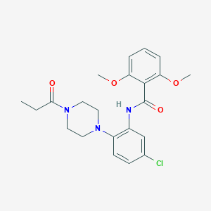 molecular formula C22H26ClN3O4 B249344 N-[5-chloro-2-(4-propanoylpiperazin-1-yl)phenyl]-2,6-dimethoxybenzamide 
