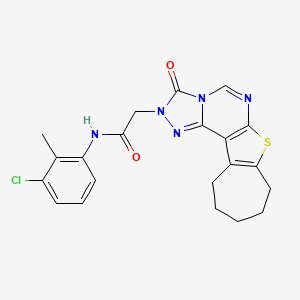 N-(3-chloro-2-methylphenyl)-2-{14-oxo-9-thia-11,13,15,16-tetraazatetracyclo[8.7.0.0^{2,8}.0^{13,17}]heptadeca-1(10),2(8),11,16-tetraen-15-yl}acetamide