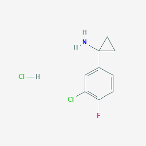 molecular formula C9H10Cl2FN B2493449 1-(3-氯-4-氟苯基)环丙胺；盐酸盐 CAS No. 2095320-57-1