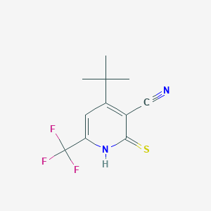 molecular formula C11H11F3N2S B2493462 4-(tert-Butyl)-2-mercapto-6-(trifluoromethyl)nicotinonitrile CAS No. 860790-41-6