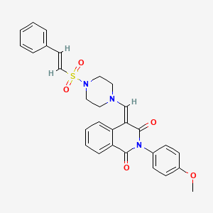 (4E)-2-(4-Methoxyphenyl)-4-[[4-[(E)-2-phenylethenyl]sulfonylpiperazin-1-yl]methylidene]isoquinoline-1,3-dione