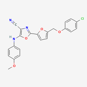 2-(5-((4-Chlorophenoxy)methyl)furan-2-yl)-5-((4-methoxyphenyl)amino)oxazole-4-carbonitrile