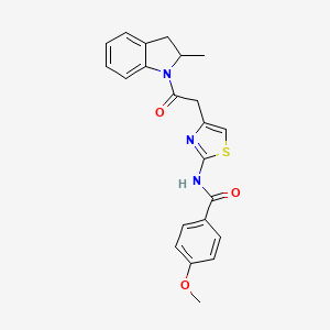 4-methoxy-N-(4-(2-(2-methylindolin-1-yl)-2-oxoethyl)thiazol-2-yl)benzamide