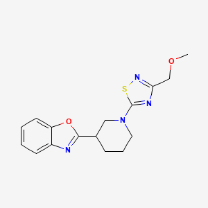 molecular formula C16H18N4O2S B2493483 2-[1-[3-(Methoxymethyl)-1,2,4-thiadiazol-5-yl]piperidin-3-yl]-1,3-benzoxazole CAS No. 2415568-87-3