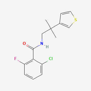 molecular formula C15H15ClFNOS B2493487 2-chloro-6-fluoro-N-(2-methyl-2-(thiophen-3-yl)propyl)benzamide CAS No. 2320899-31-6