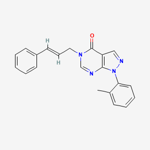 molecular formula C21H18N4O B2493491 5-cinnamyl-1-(o-tolyl)-1H-pyrazolo[3,4-d]pyrimidin-4(5H)-one CAS No. 895008-32-9