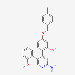 molecular formula C25H23N3O3 B2493493 2-(2-氨基-5-(2-甲氧基苯基)嘧啶-4-基)-5-((4-甲基苯甲基)氧基)酚 CAS No. 877783-47-6