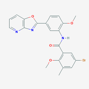 molecular formula C22H18BrN3O4 B249350 5-bromo-2-methoxy-N-[2-methoxy-5-([1,3]oxazolo[4,5-b]pyridin-2-yl)phenyl]-3-methylbenzamide 