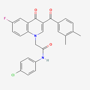 N-(4-chlorophenyl)-2-[3-(3,4-dimethylbenzoyl)-6-fluoro-4-oxoquinolin-1-yl]acetamide