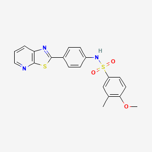 molecular formula C20H17N3O3S2 B2493504 4-methoxy-3-methyl-N-(4-(thiazolo[5,4-b]pyridin-2-yl)phenyl)benzenesulfonamide CAS No. 863594-57-4