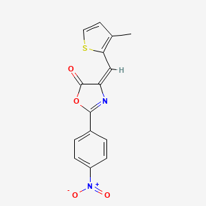molecular formula C15H10N2O4S B2493516 (E)-4-((3-methylthiophen-2-yl)methylene)-2-(4-nitrophenyl)oxazol-5(4H)-one CAS No. 313264-32-3