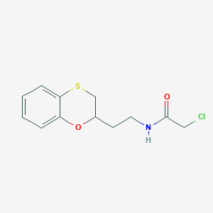 molecular formula C12H14ClNO2S B2493523 2-Chloro-N-[2-(2,3-dihydro-1,4-benzoxathiin-2-yl)ethyl]acetamide CAS No. 2411244-51-2
