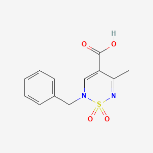 molecular formula C12H12N2O4S B2493524 2-benzyl-5-methyl-2H-1,2,6-thiadiazine-4-carboxylic acid 1,1-dioxide CAS No. 1443978-43-5