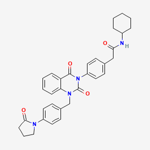 molecular formula C33H34N4O4 B2493531 N-cyclohexyl-2-(4-(2,4-dioxo-1-(4-(2-oxopyrrolidin-1-yl)benzyl)-1,2-dihydroquinazolin-3(4H)-yl)phenyl)acetamide CAS No. 1223932-91-9