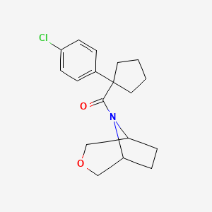 molecular formula C18H22ClNO2 B2493537 (1R,5S)-3-oxa-8-azabicyclo[3.2.1]octan-8-yl(1-(4-chlorophenyl)cyclopentyl)methanone CAS No. 1396858-09-5