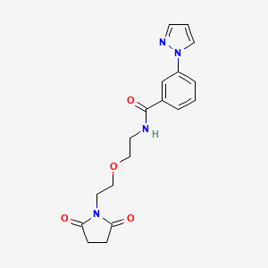 molecular formula C18H20N4O4 B2493542 N-(2-(2-(2,5-dioxopyrrolidin-1-yl)ethoxy)ethyl)-3-(1H-pyrazol-1-yl)benzamide CAS No. 2034615-11-5
