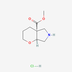 molecular formula C9H16ClNO3 B2493543 Methyl (4aR,7aS)-3,4,5,6,7,7a-hexahydro-2H-pyrano[2,3-c]pyrrole-4a-carboxylate;hydrochloride CAS No. 2470279-74-2