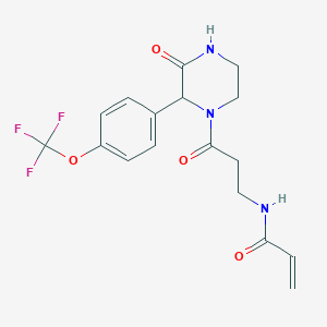 molecular formula C17H18F3N3O4 B2493545 N-[3-Oxo-3-[3-oxo-2-[4-(trifluoromethoxy)phenyl]piperazin-1-yl]propyl]prop-2-enamide CAS No. 2197289-51-1