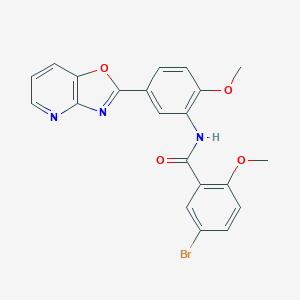 molecular formula C21H16BrN3O4 B249355 5-bromo-2-methoxy-N-(2-methoxy-5-[1,3]oxazolo[4,5-b]pyridin-2-ylphenyl)benzamide 
