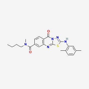 molecular formula C23H25N5O2S B2493550 N-butyl-2-[(2,5-dimethylphenyl)amino]-N-methyl-5-oxo-5H-[1,3,4]thiadiazolo[2,3-b]quinazoline-8-carboxamide CAS No. 894254-36-5