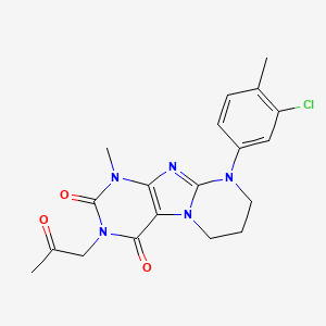 molecular formula C19H20ClN5O3 B2493553 9-(3-chloro-4-methylphenyl)-1-methyl-3-(2-oxopropyl)-6,7,8,9-tetrahydropyrimido[2,1-f]purine-2,4(1H,3H)-dione CAS No. 923398-96-3