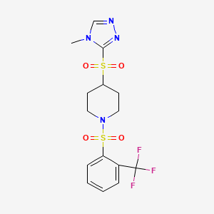 molecular formula C15H17F3N4O4S2 B2493557 4-((4-methyl-4H-1,2,4-triazol-3-yl)sulfonyl)-1-((2-(trifluoromethyl)phenyl)sulfonyl)piperidine CAS No. 1448057-43-9
