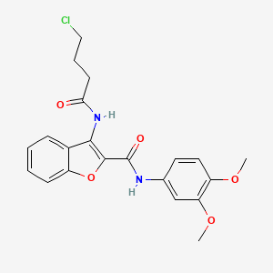 molecular formula C21H21ClN2O5 B2493564 3-(4-chlorobutanamido)-N-(3,4-dimethoxyphenyl)benzofuran-2-carboxamide CAS No. 888448-27-9