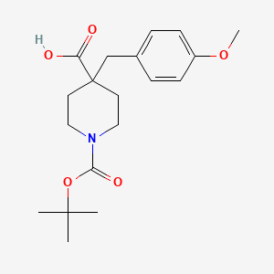 molecular formula C19H27NO5 B2493568 1-(tert-Butoxycarbonyl)-4-(4-methoxybenzyl)piperidine-4-carboxylic acid CAS No. 1187172-32-2