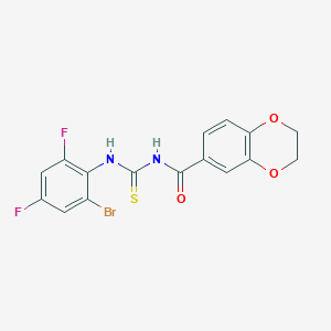 molecular formula C16H11BrF2N2O3S B249357 N-[(2-bromo-4,6-difluorophenyl)carbamothioyl]-2,3-dihydro-1,4-benzodioxine-6-carboxamide 