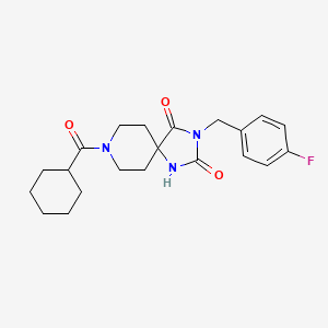molecular formula C21H26FN3O3 B2493575 8-(Cyclohexanecarbonyl)-3-(4-fluorobenzyl)-1,3,8-triazaspiro[4.5]decane-2,4-dione CAS No. 1021031-81-1