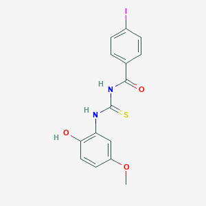 molecular formula C15H13IN2O3S B249358 N-[(2-hydroxy-5-methoxyphenyl)carbamothioyl]-4-iodobenzamide 