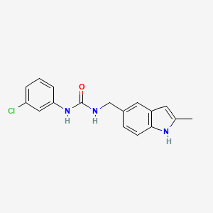 molecular formula C17H16ClN3O B2493595 1-(3-氯苯基)-3-[(2-甲基-1H-吲哚-5-基)甲基]脲 CAS No. 852140-65-9