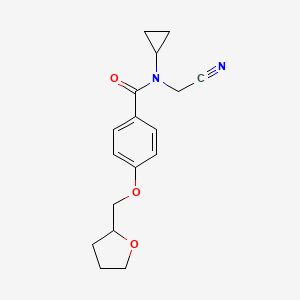 molecular formula C17H20N2O3 B2493597 N-(cyanomethyl)-N-cyclopropyl-4-[(oxolan-2-yl)methoxy]benzamide CAS No. 1252326-52-5