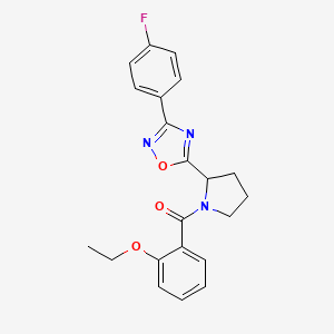 molecular formula C21H20FN3O3 B2493605 5-[1-(2-Ethoxybenzoyl)pyrrolidin-2-yl]-3-(4-fluorophenyl)-1,2,4-oxadiazole CAS No. 1791407-60-7