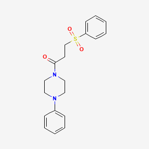 molecular formula C19H22N2O3S B2493606 3-(Benzenesulfonyl)-1-(4-phenylpiperazin-1-yl)propan-1-one CAS No. 881788-12-1