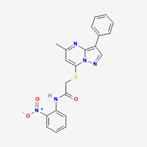 molecular formula C21H17N5O3S B2493607 2-((5-甲基-3-苯基吡唑并[1,5-a]嘧啶-7-基)硫)-N-(2-硝基苯基)乙酰胺 CAS No. 877795-88-5