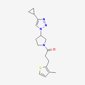 molecular formula C17H22N4OS B2493611 1-(3-(4-cyclopropyl-1H-1,2,3-triazol-1-yl)pyrrolidin-1-yl)-3-(3-methylthiophen-2-yl)propan-1-one CAS No. 2195874-82-7