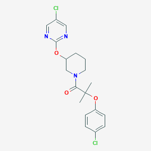 molecular formula C19H21Cl2N3O3 B2493615 2-(4-氯苯氧基)-1-(3-((5-氯吡咯嘧啶-2-基)氧基)哌啶-1-基)-2-甲基丙酮 CAS No. 2034579-61-6