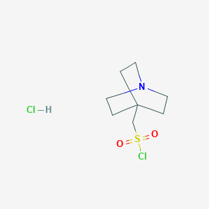 molecular formula C8H15Cl2NO2S B2493618 1-Azabicyclo[2.2.2]octan-4-ylmethanesulfonyl chloride;hydrochloride CAS No. 2411287-43-7