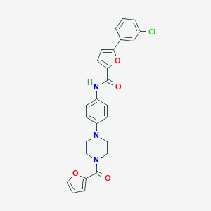 molecular formula C26H22ClN3O4 B249362 5-(3-chlorophenyl)-N-{4-[4-(2-furoyl)-1-piperazinyl]phenyl}-2-furamide 