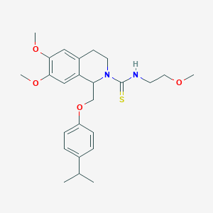 molecular formula C25H34N2O4S B2493620 6,7-dimethoxy-N-(2-methoxyethyl)-1-[(4-propan-2-ylphenoxy)methyl]-3,4-dihydro-1H-isoquinoline-2-carbothioamide CAS No. 536698-83-6