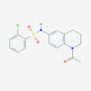 molecular formula C17H17ClN2O3S B2493639 N-(1-acetyl-1,2,3,4-tetrahydroquinolin-6-yl)-2-chlorobenzenesulfonamide CAS No. 1005299-67-1