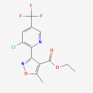 molecular formula C13H10ClF3N2O3 B2493643 Ethyl 3-[3-chloro-5-(trifluoromethyl)pyridin-2-yl]-5-methyl-1,2-oxazole-4-carboxylate CAS No. 303997-38-8