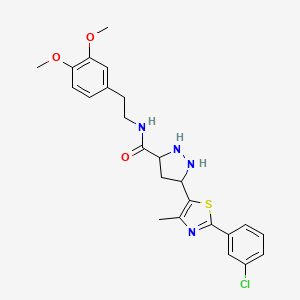 molecular formula C24H23ClN4O3S B2493645 5-[2-(3-chlorophenyl)-4-methyl-1,3-thiazol-5-yl]-N-[2-(3,4-dimethoxyphenyl)ethyl]pyrazolidine-3-carboxamide CAS No. 1296272-82-6