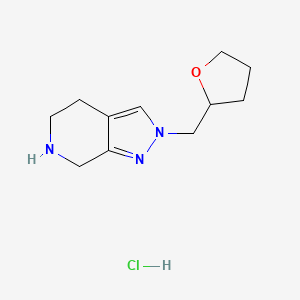 molecular formula C11H18ClN3O B2493655 2-(Oxolan-2-ylmethyl)-4,5,6,7-tetrahydropyrazolo[3,4-c]pyridine;hydrochloride CAS No. 2108723-45-9