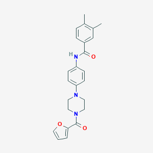 molecular formula C24H25N3O3 B249366 N-{4-[4-(2-furoyl)-1-piperazinyl]phenyl}-3,4-dimethylbenzamide 