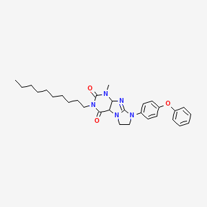 molecular formula C30H37N5O3 B2493660 3-decyl-1-methyl-8-(4-phenoxyphenyl)-1H,2H,3H,4H,6H,7H,8H-imidazo[1,2-g]purine-2,4-dione CAS No. 1331126-43-2