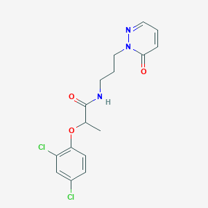 molecular formula C16H17Cl2N3O3 B2493661 2-(2,4-dichlorophenoxy)-N-(3-(6-oxopyridazin-1(6H)-yl)propyl)propanamide CAS No. 1105233-27-9